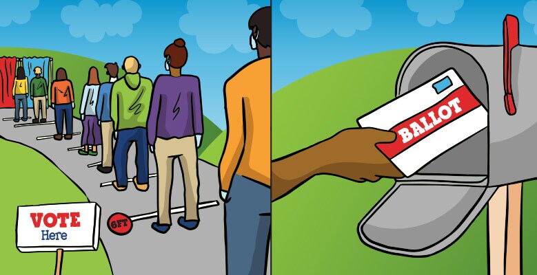 People standing in line to vote