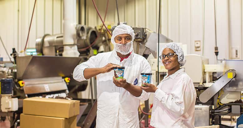 Pints of Ben & Jerry's ice cream at Greyston Bakery